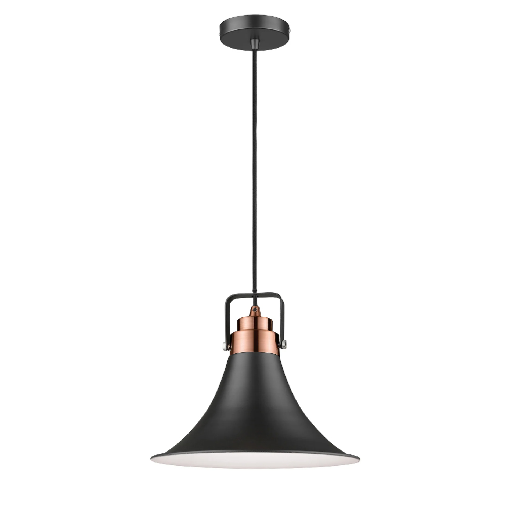 Read more about Anerley metal pendant light in matt black and copper