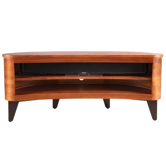 Anfossi Wooden Corner TV Stand In Walnut With Black Legs