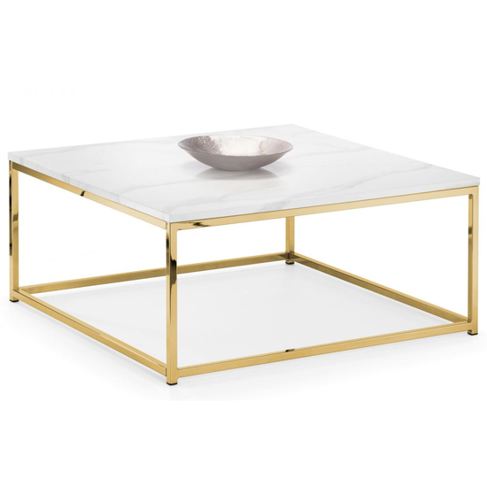 Sable Gloss White Marble Effect Coffee Table And Gold Frame