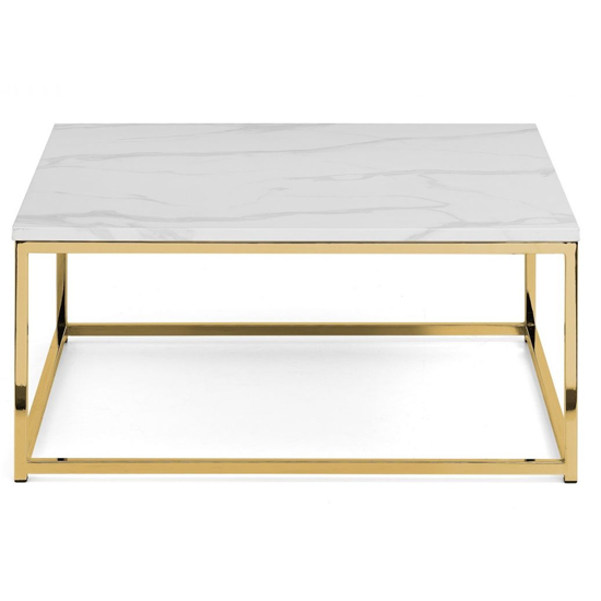 Sable Gloss White Marble Effect Coffee Table And Gold Frame