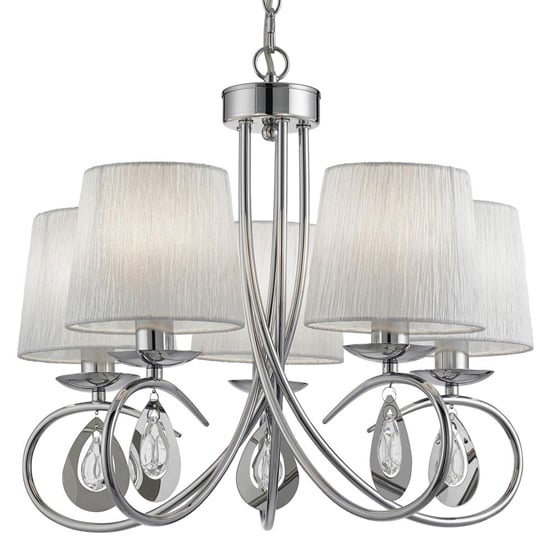 Read more about Angelique 5 lights white shade pendant light in chrome