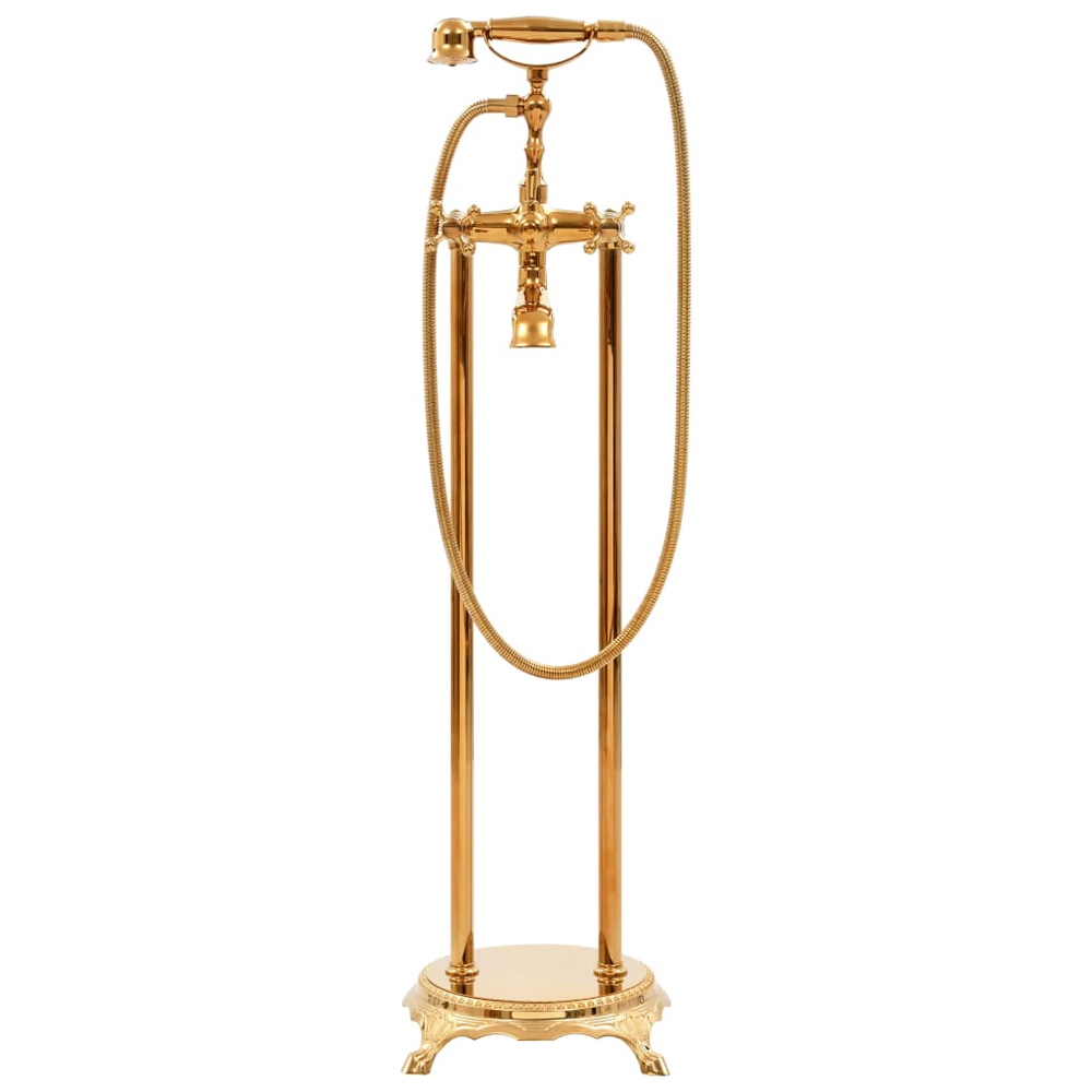 Angers Freestanding Bath Shower Mixer Tap With Shower Kit - Gold