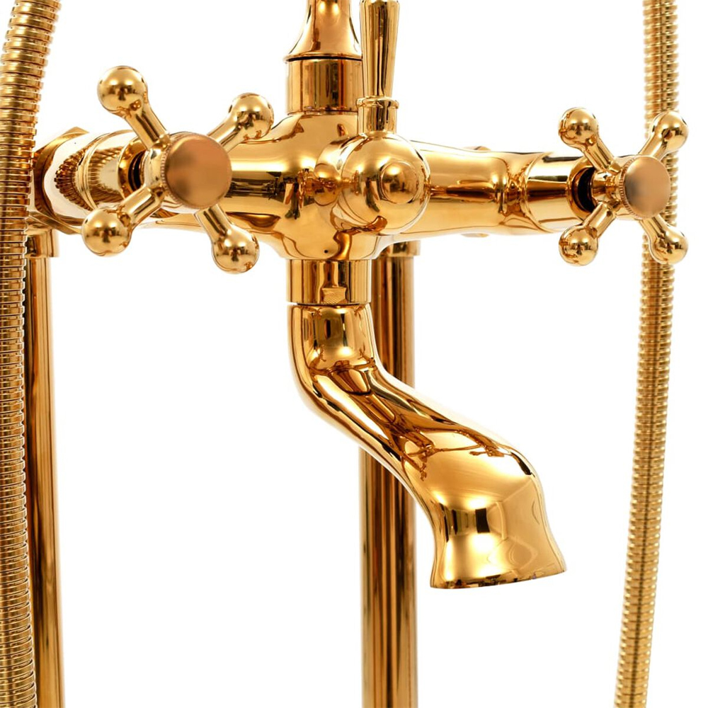 Angers Freestanding Bath Shower Mixer Tap With Shower Kit - Gold