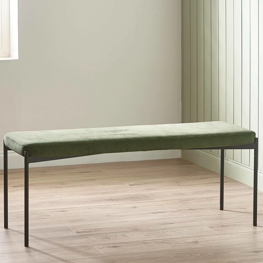 Angers Oak Wooden Dining Table With 4 Luling Green Chairs and 1 Bench