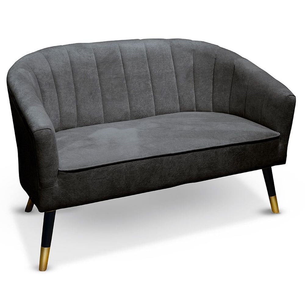 Angina Fabric 2 Seater Sofa With Wooden Legs In Grey