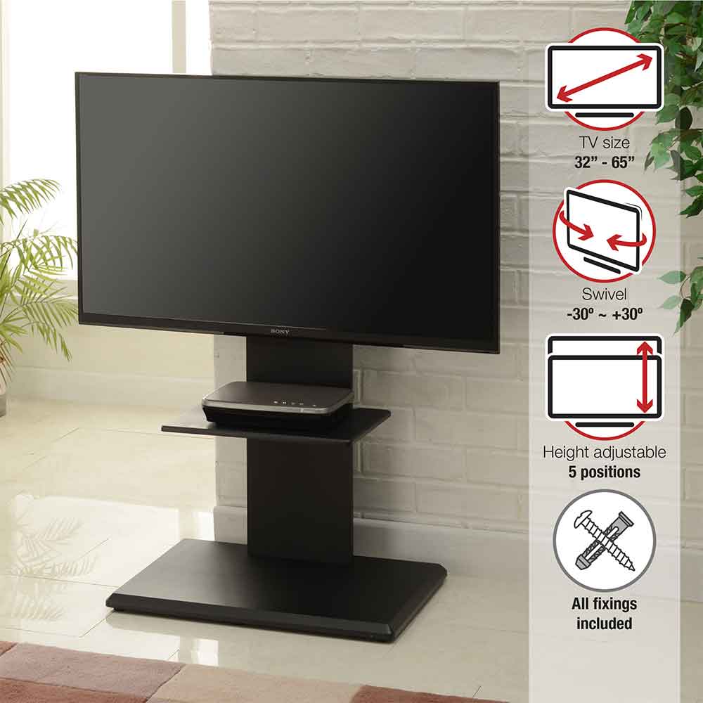 Angleton Small Wooden Pedestal TV Stand - Black