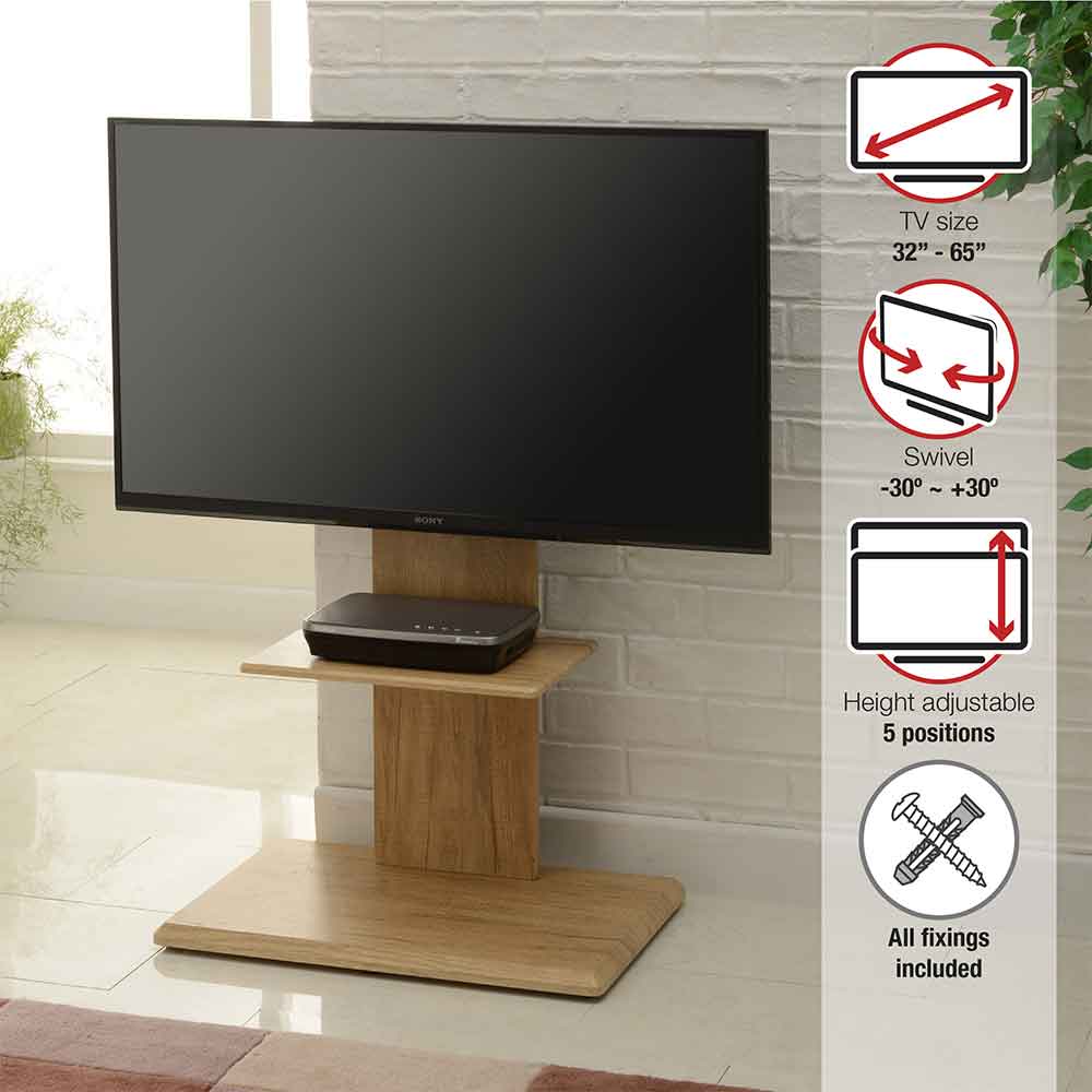Angleton Small Wooden Pedestal TV Stand - Oak