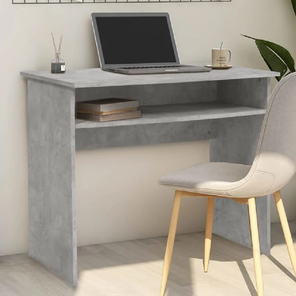 Read more about Angleton wooden laptop desk with 1 shelf in concrete grey