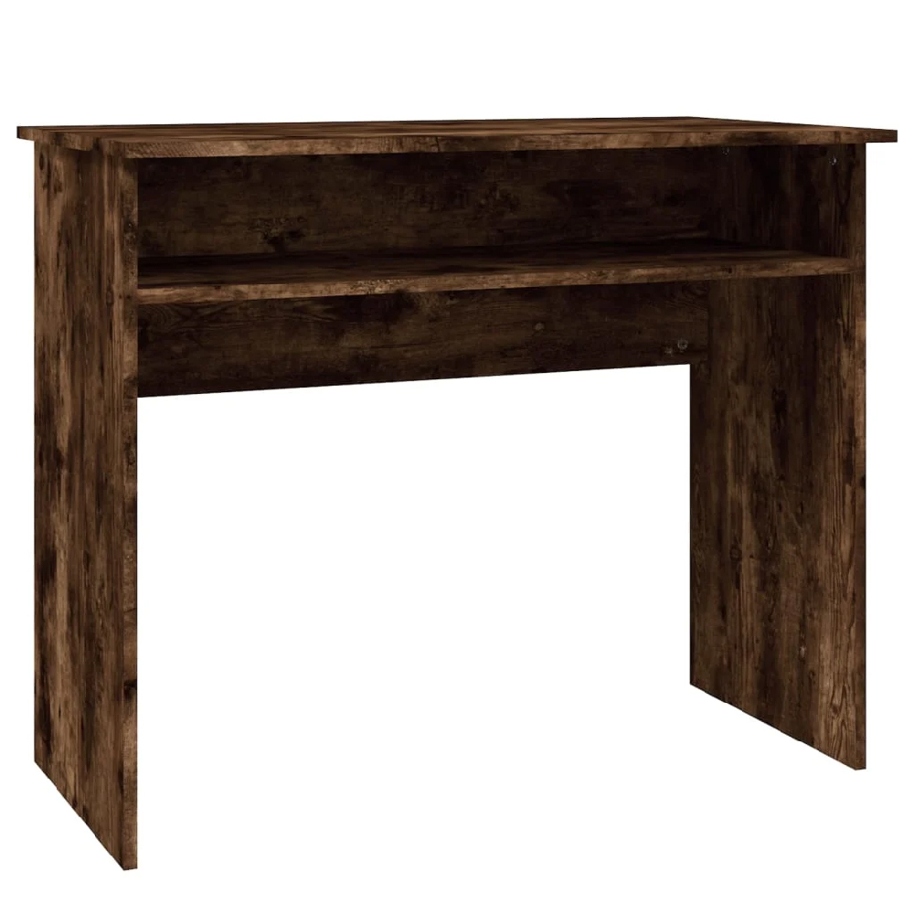 Angleton Wooden Laptop Desk With 1 Shelf In Smoked Oak