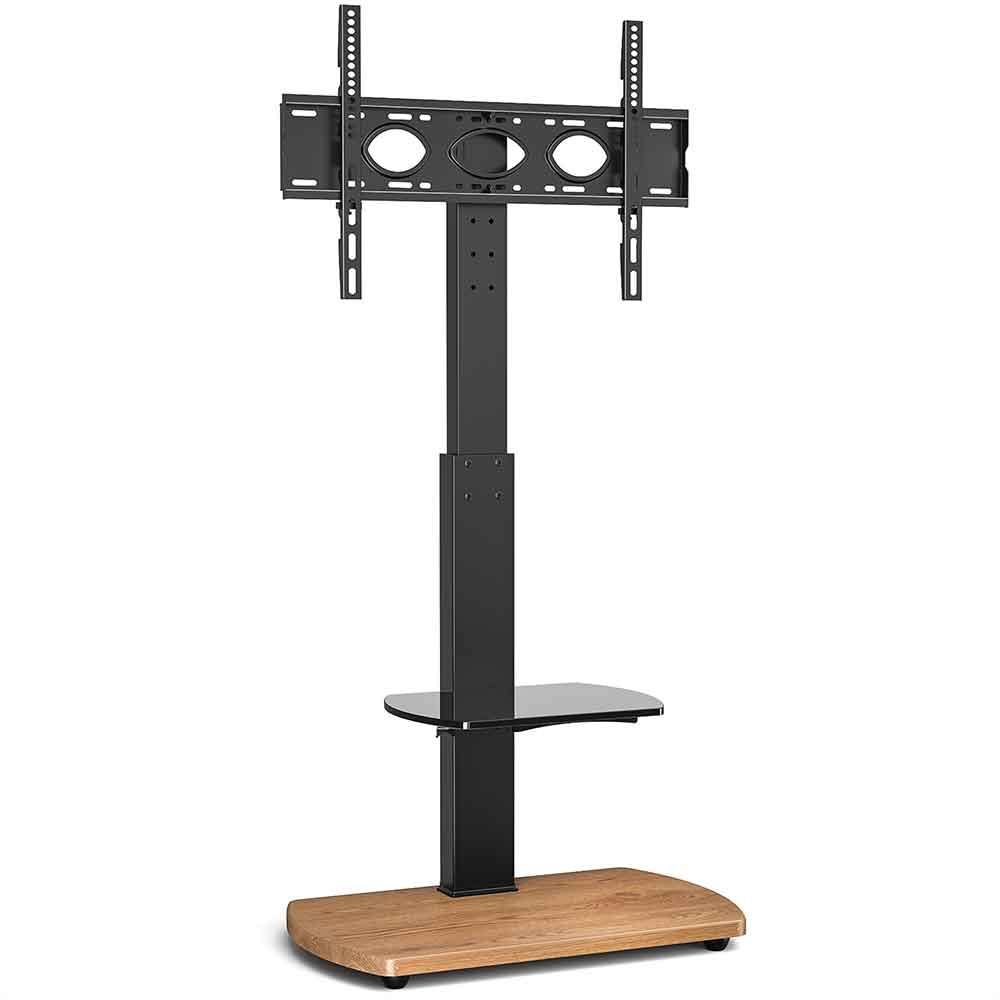 Angleton Wooden Pedestal TV Stand - Black And Oak
