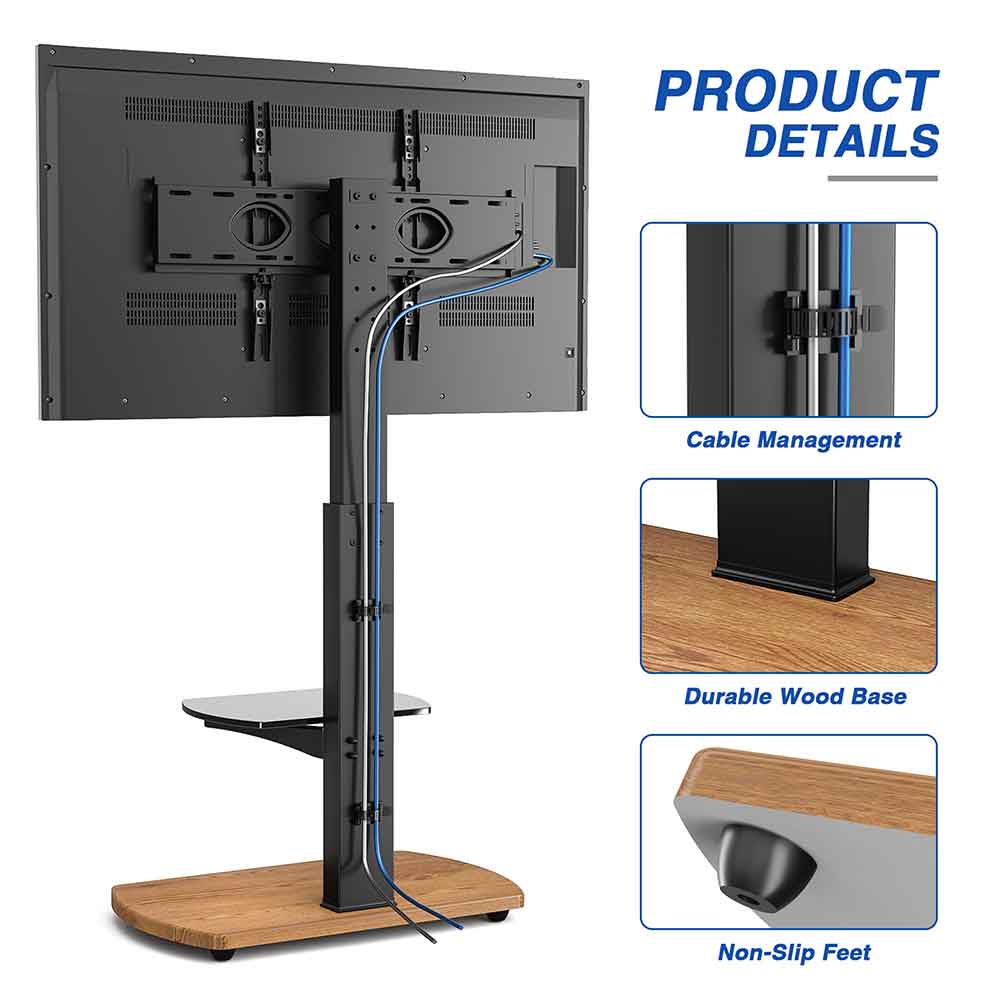 Angleton Wooden Pedestal TV Stand - Black And Oak