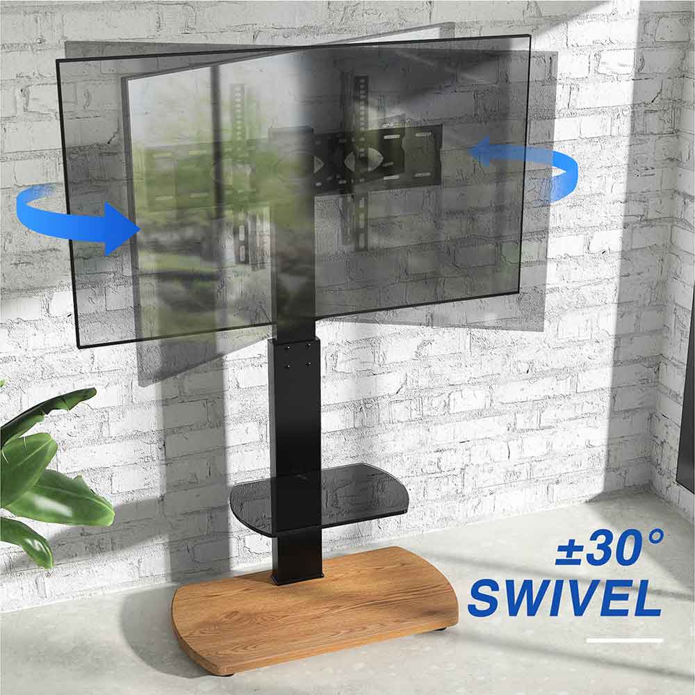 Angleton Wooden Pedestal TV Stand - Black And Oak