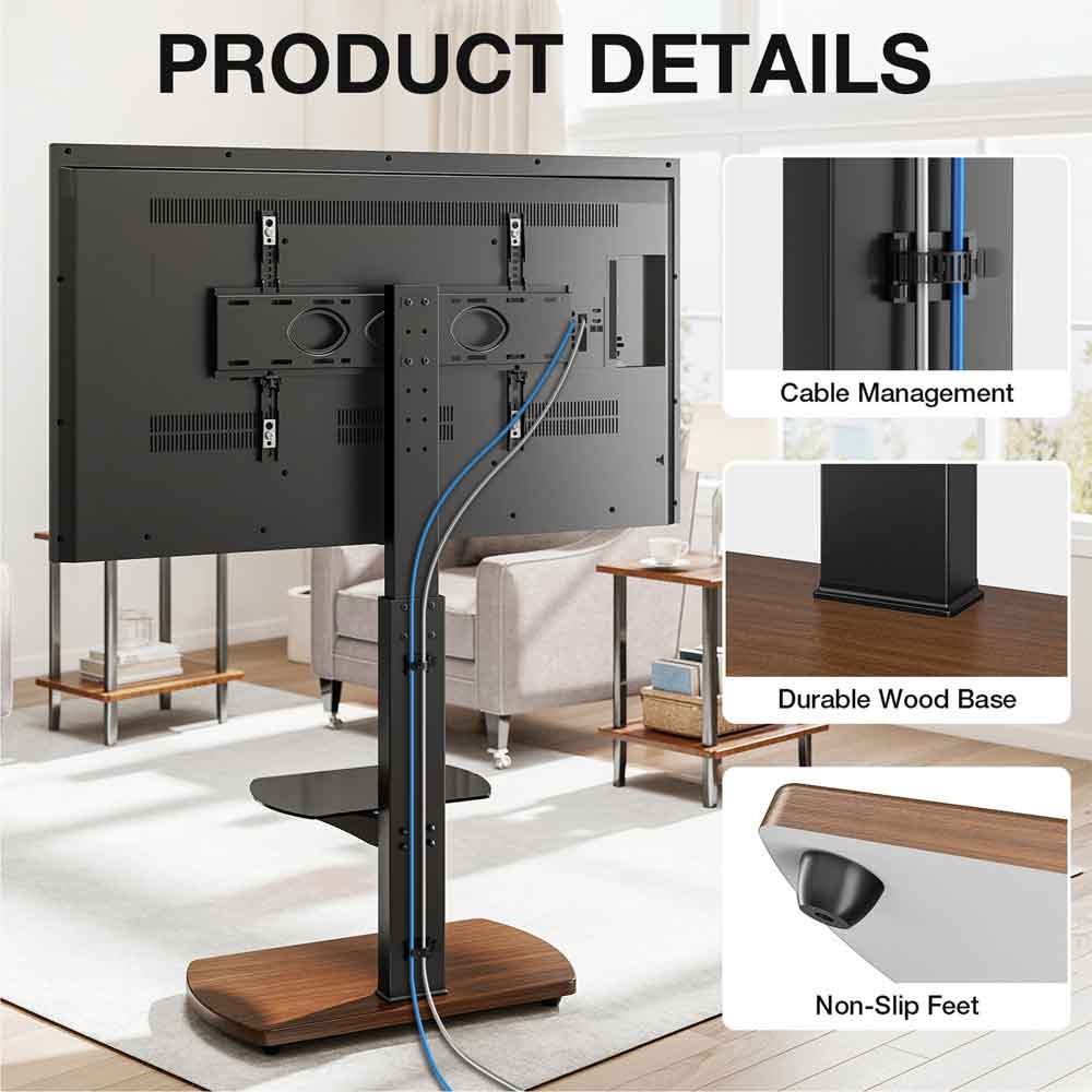 Angleton Wooden Pedestal TV Stand in Black and Walnut