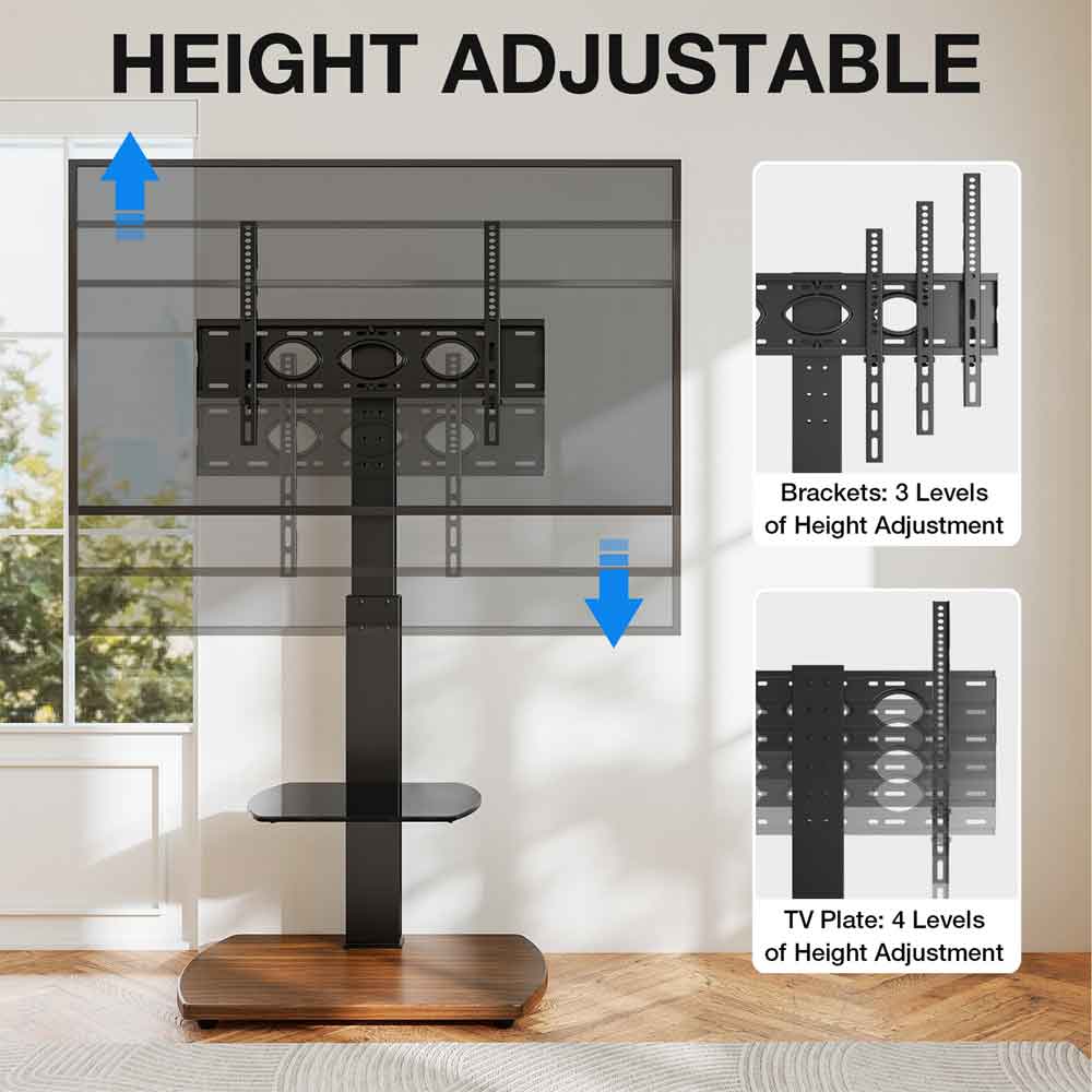 Angleton Wooden Pedestal TV Stand in Black and Walnut