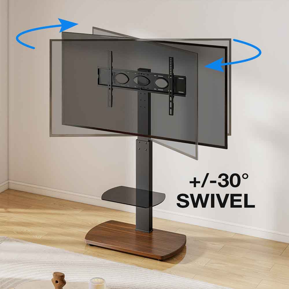 Angleton Wooden Pedestal TV Stand in Black and Walnut