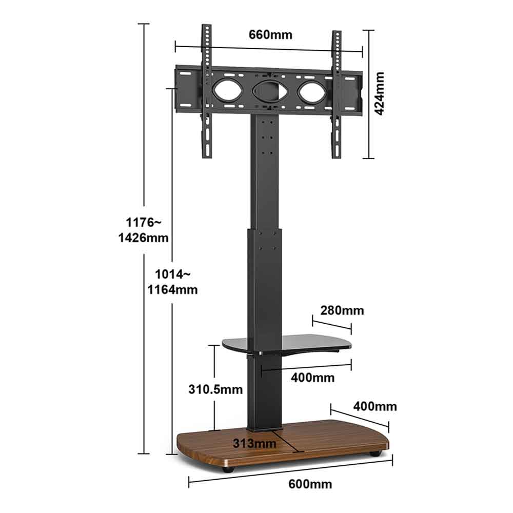 Angleton Wooden Pedestal TV Stand in Black and Walnut