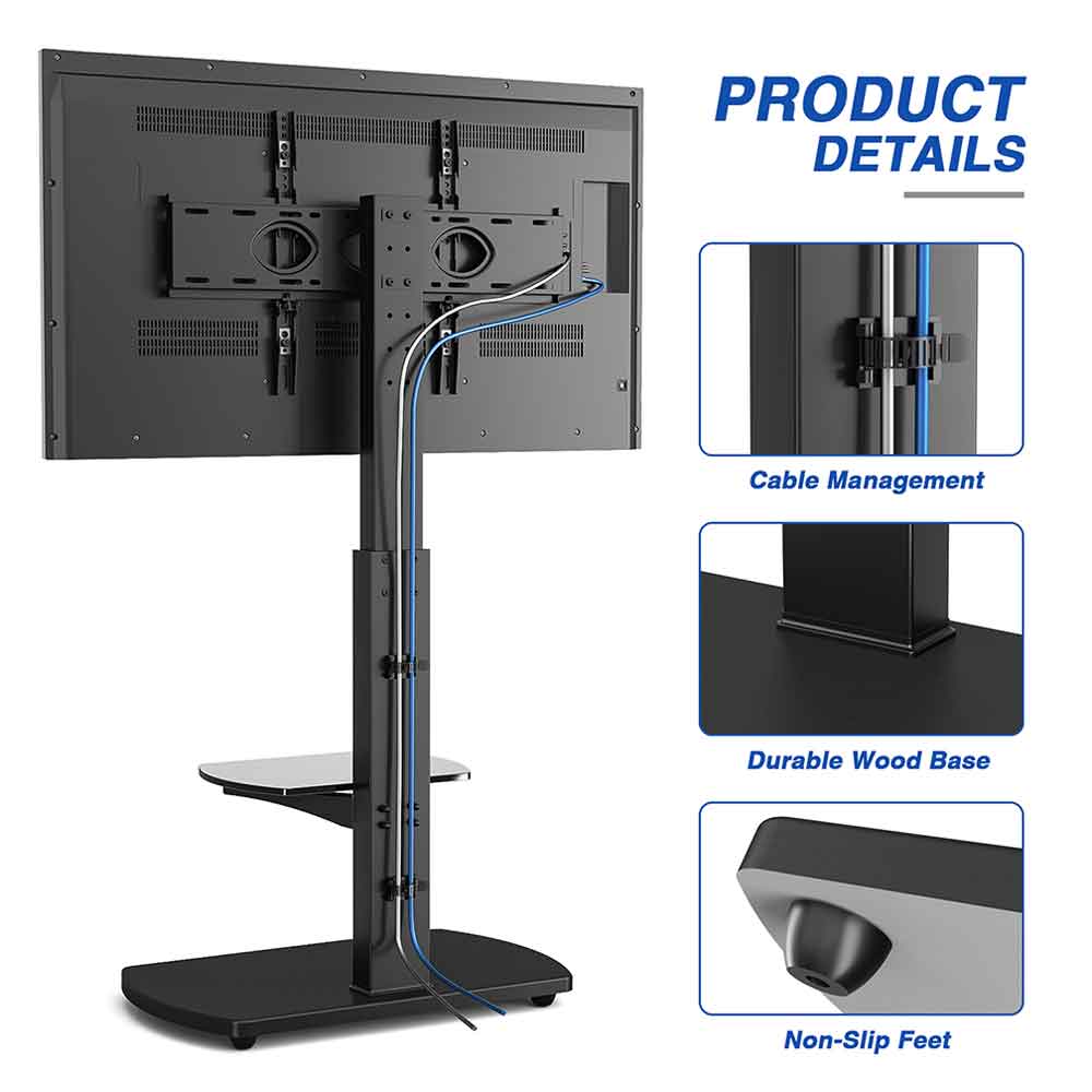 Angleton Wooden Pedestal TV Stand - Black
