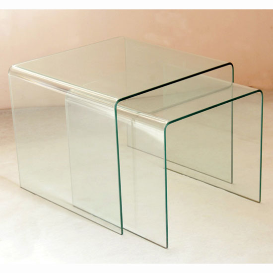 Angola Bent Clear Glass Nesting Table