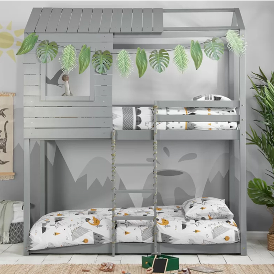 Angola Wooden Single Bunk Bed In Grey