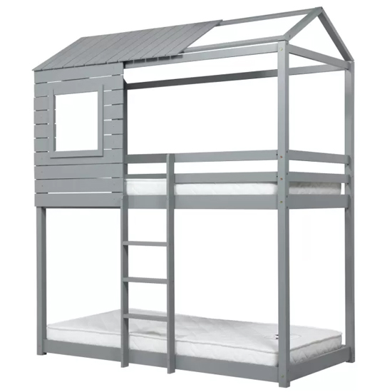 Angola Wooden Single Bunk Bed In Grey