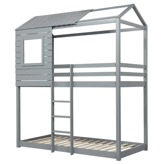 Angola Wooden Single Bunk Bed In Grey