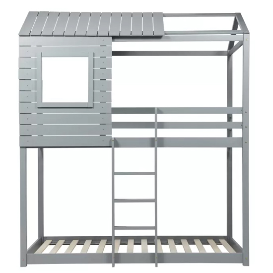 Angola Wooden Single Bunk Bed In Grey