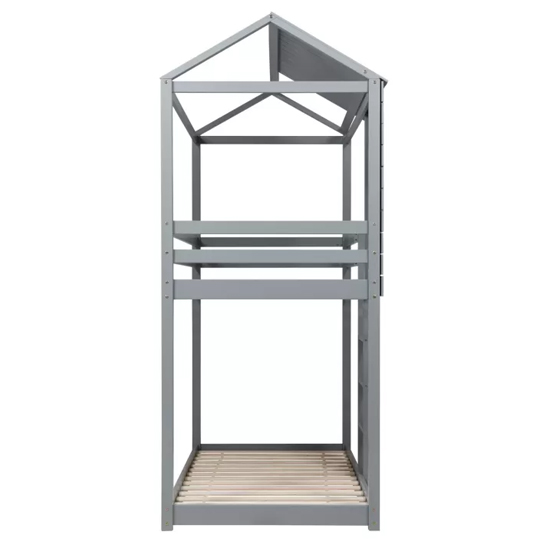 Angola Wooden Single Bunk Bed In Grey
