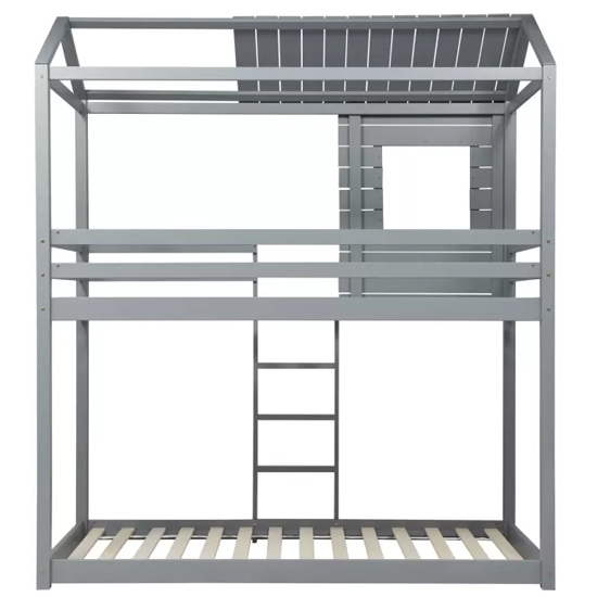Angola Wooden Single Bunk Bed In Grey
