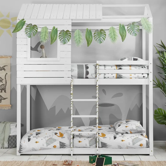 Angola Wooden Single Bunk Bed In White