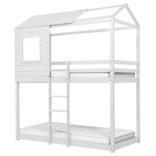 Angola Wooden Single Bunk Bed In White