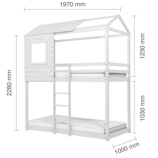 Angola Wooden Single Bunk Bed In White