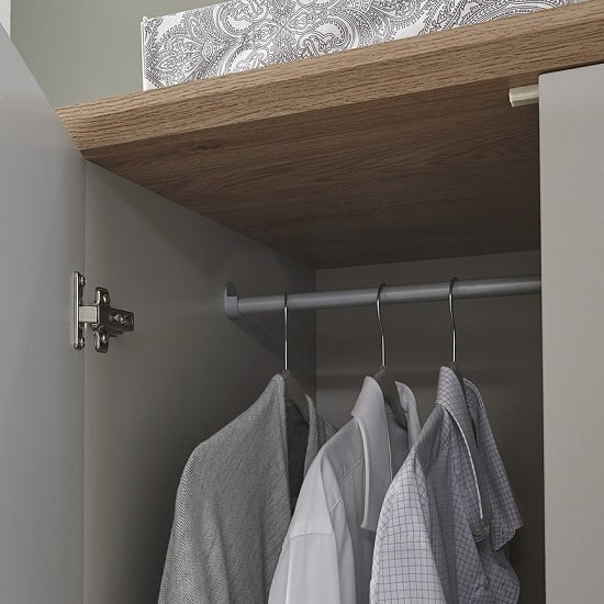 Kirkby Wardrobe In Soft Grey With Oak Effect Top_3