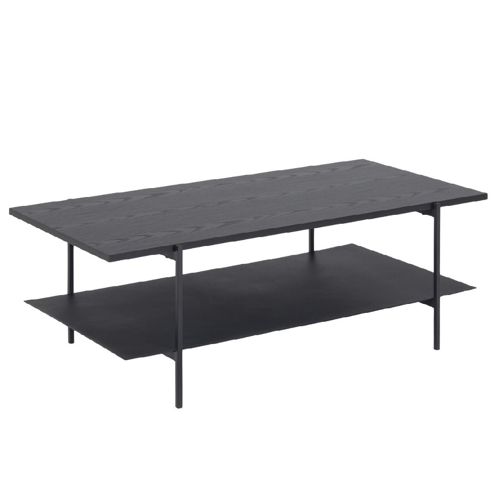 Angus Wooden Coffee Table With Undershelf In Black