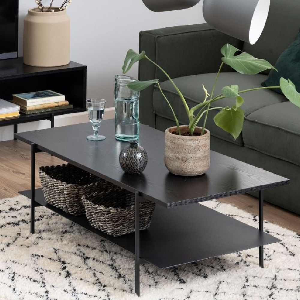 Read more about Angus wooden coffee table with undershelf in black