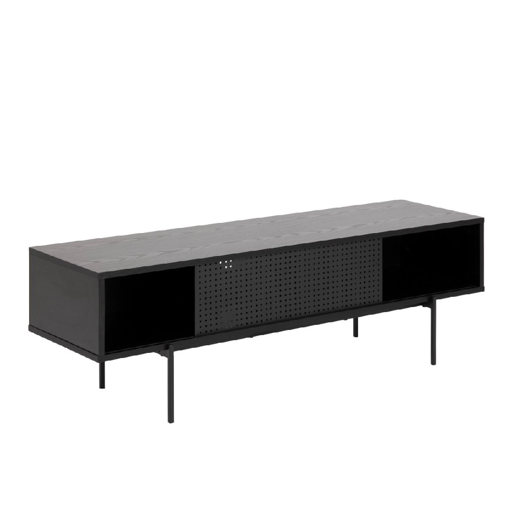 Angus Wooden TV Stand With 1 Sliding Door In Black