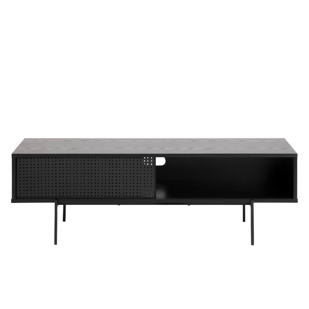 Angus Wooden TV Stand With 1 Sliding Door In Black