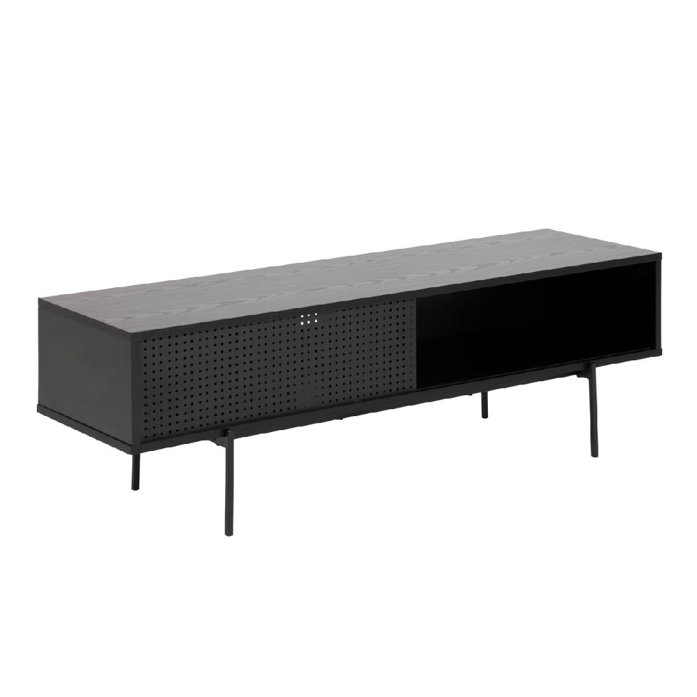 Angus Wooden TV Stand With 1 Sliding Door In Black