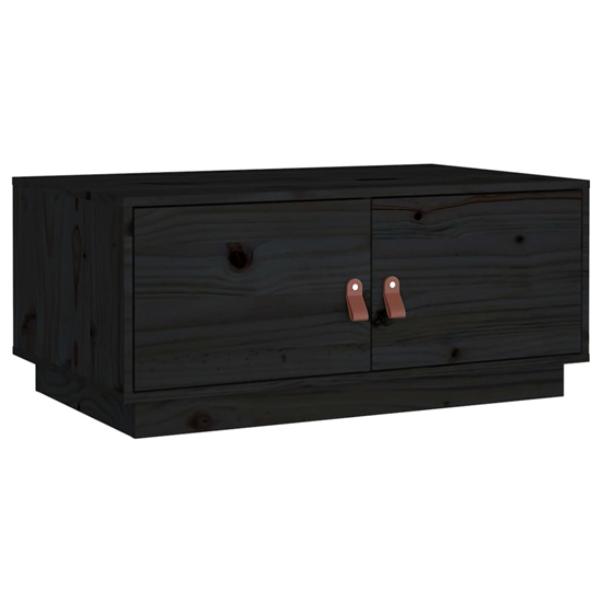 Anicet Pinewood Coffee Table With 2 Doors In Black