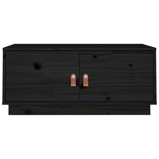 Anicet Pinewood Coffee Table With 2 Doors In Black