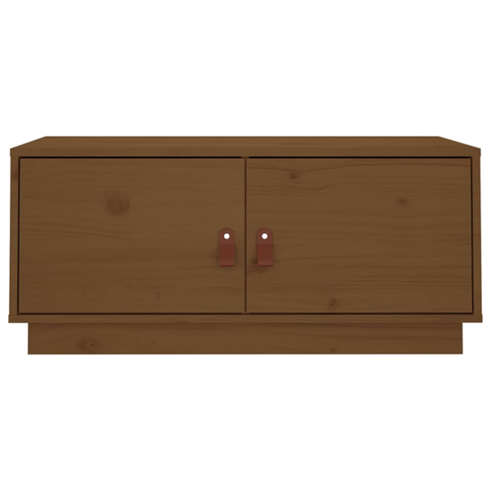 Anicet Pinewood Coffee Table With 2 Doors In Honey Brown