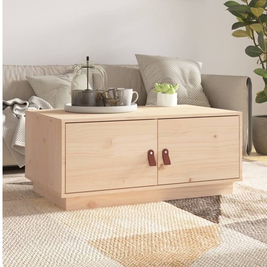 Product photograph of Anicet Pinewood Coffee Table With 2 Doors In Natural from Furniture in Fashion