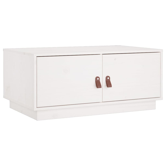Anicet Pinewood Coffee Table With 2 Doors In White