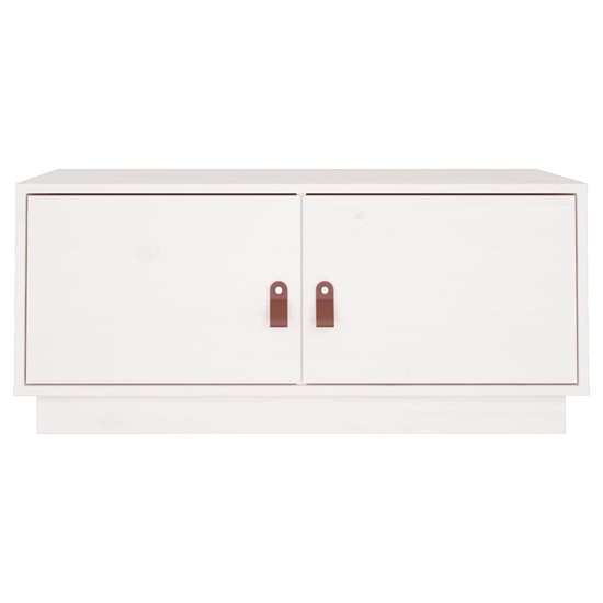 Anicet Pinewood Coffee Table With 2 Doors In White