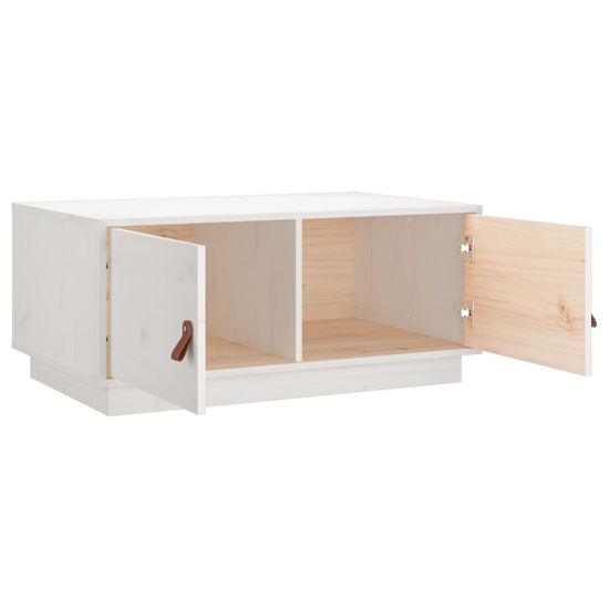 Anicet Pinewood Coffee Table With 2 Doors In White