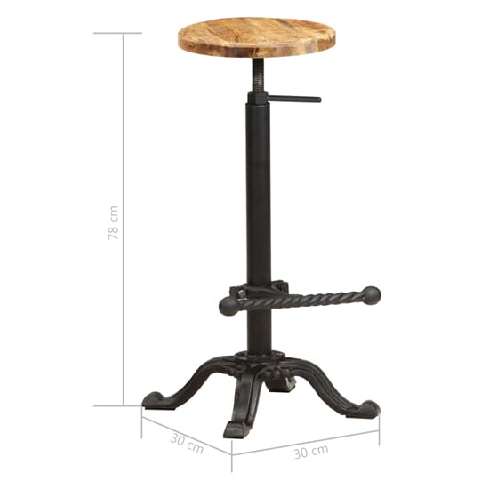 Aniya Natural Wooden Bar Stools With Steel Frame In A Pair_4