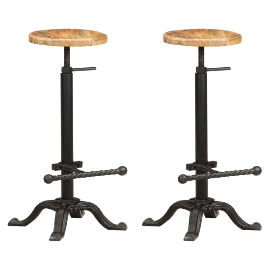 Aniya Natural Wooden Bar Stools With Steel Frame In A Pair_1