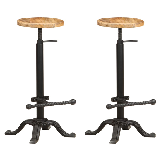 Read more about Aniya natural wooden bar stools with steel frame in a pair