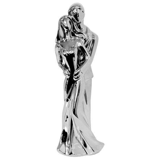 Ankaa Ceramic Wedding Couple Figurine In Silver Furniture in Fashion