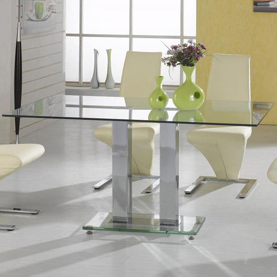 Ankaria Clear Glass Dining Table With Chrome Base_Discontinued