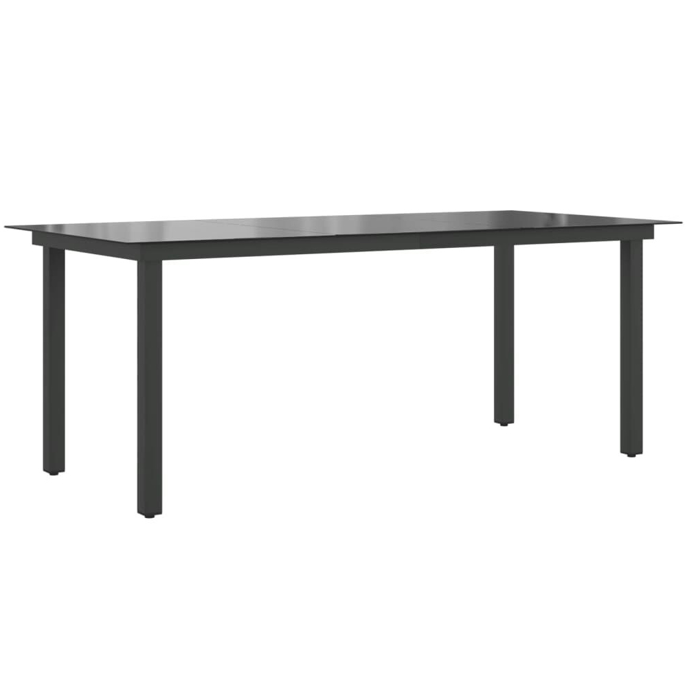 Ankeny Large Glass Top Garden Dining Table In Black